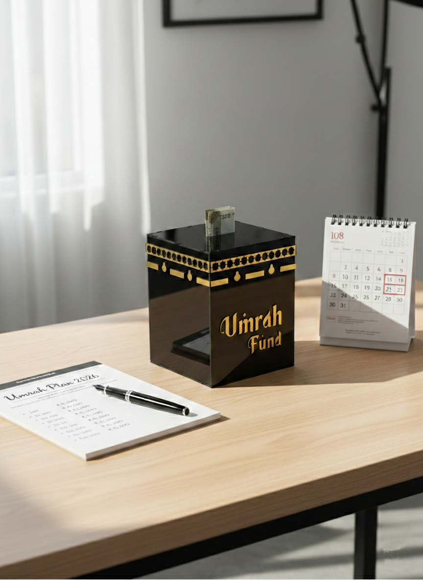 Kaaba Inspired Umrah Fund Saving Box – Premium Acrylic