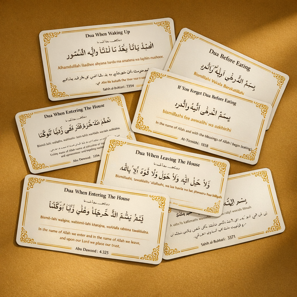 Dua Stickers - Islamic Daily Dua stickers - Set of 18 pcs - sticker with lamination
